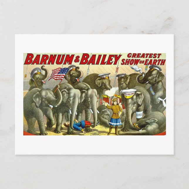 Carte Postale Barnum & Bailey - Eléphants - Vintage Ad (Devant)