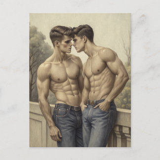 Carte Postale Baroque Affection: A Painterly Romantic Encounter