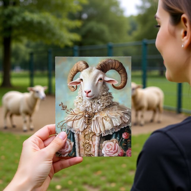 Carte Postale Baroque Goat Royal Blue Gold Design (Créateur téléchargé)