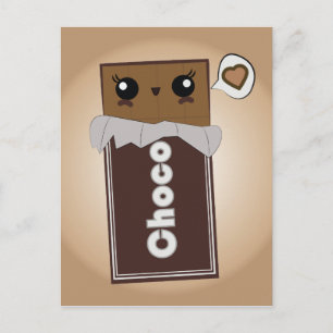 Carte Postale Barre de chocolat mignonne