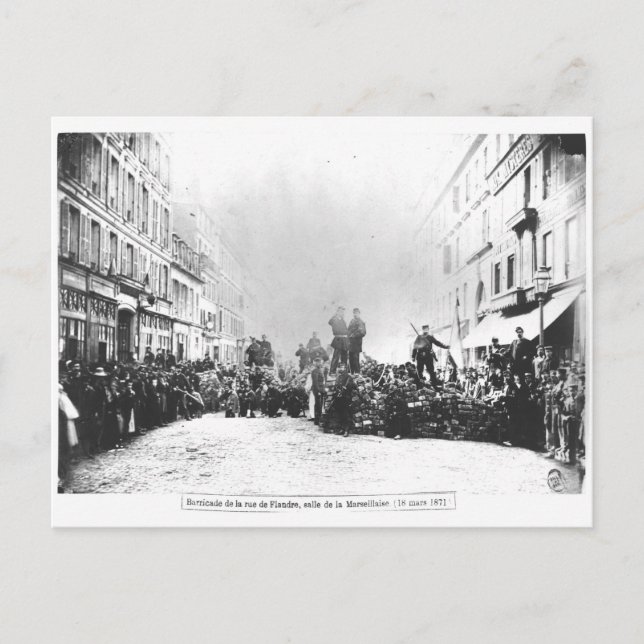 Carte Postale Barricade dans la rue de Flandre (Devant)