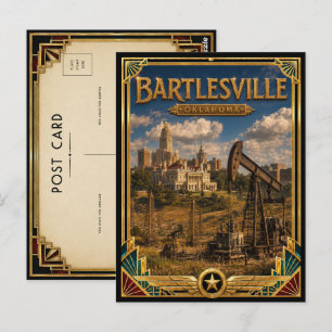 Carte Postale Bartlesville Oklahoma Art Déco vintage de l'âge d'