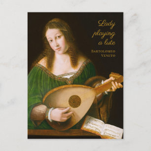Carte Postale Bartolomeo Veneto Lady jouant un lute CC1160