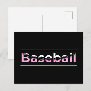 Carte Postale Base-ball Féminin - Typographie Géométrique Rose