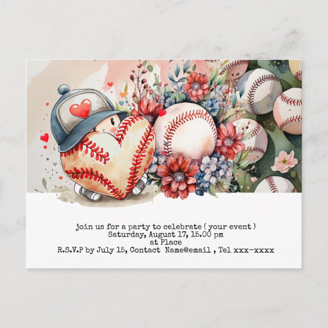 Carte Postale Base-ball, sauvez la date (Devant)