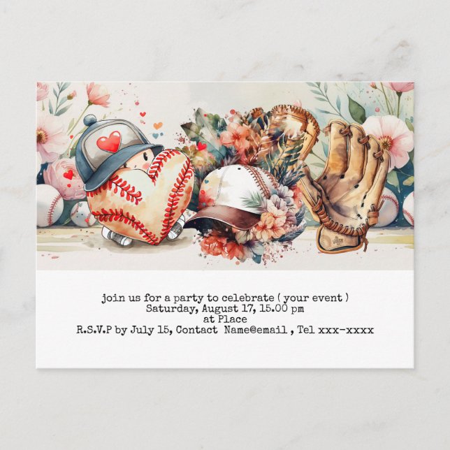 Carte Postale Base-ball, sauvez la date (Devant)