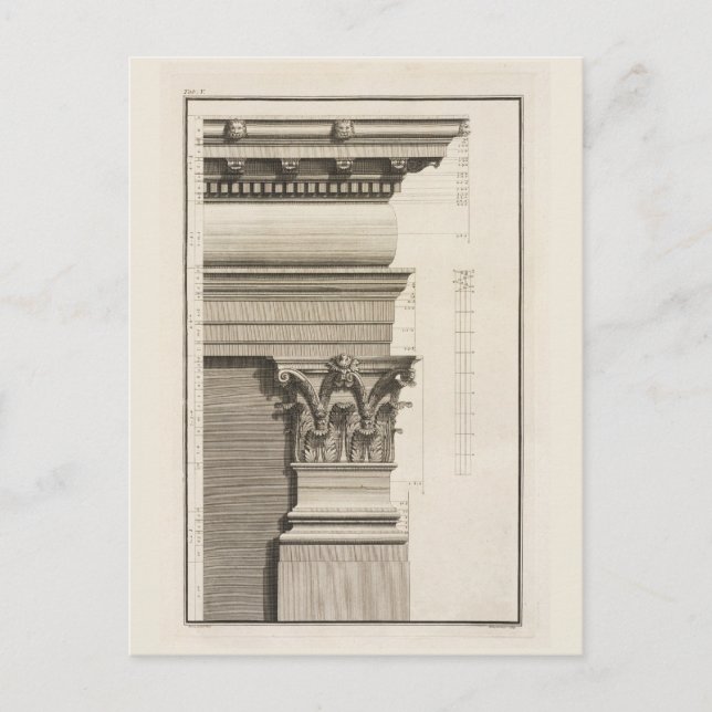Carte Postale Base, Capitale et Entablature du Pilaster (Devant)