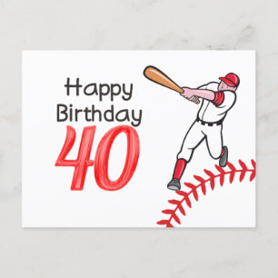Carte Postale Baseball 40e anniversaire avec le joueur