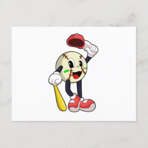Carte Postale Baseball avec une batte de baseball