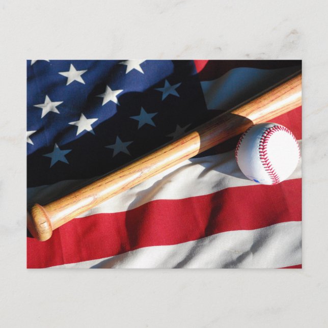Carte Postale Baseball, Bat and American Flag Postcard (Devant)
