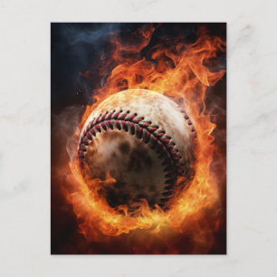 Carte Postale Baseball en feu