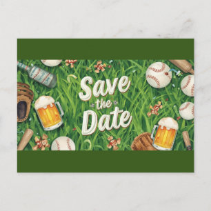 Carte Postale Baseball enregistrer la date avec Verre de bière