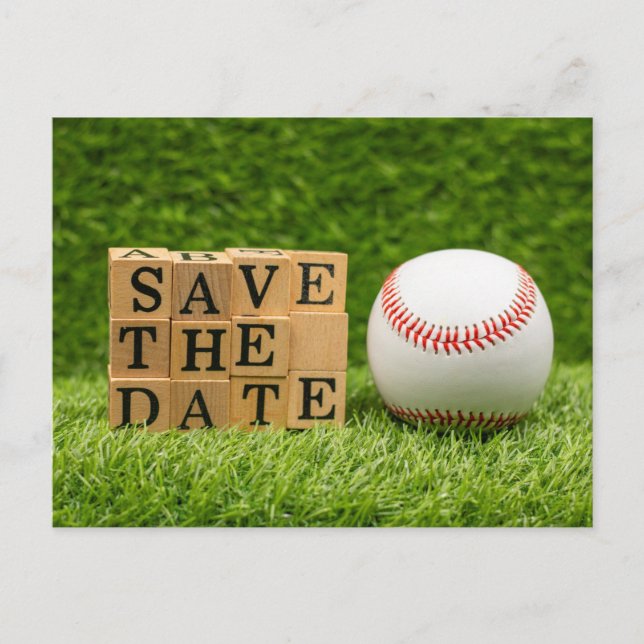 Carte Postale Baseball Enregistrer la date pour la fête (Devant)