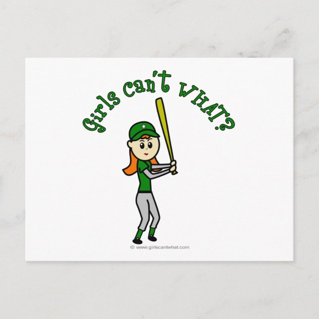 Carte Postale Baseball Filles Vert Lumière (Devant)