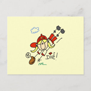 Carte Postale Baseball Plongeuse Filles T-shirts et Cadeaux de S
