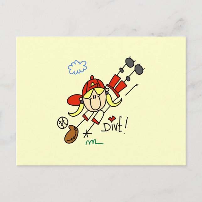 Carte Postale Baseball Plongeuse Filles T-shirts et Cadeaux de S (Devant)