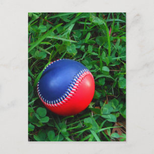 Carte Postale Baseball Rouge et Bleu avec Stitch Blanc