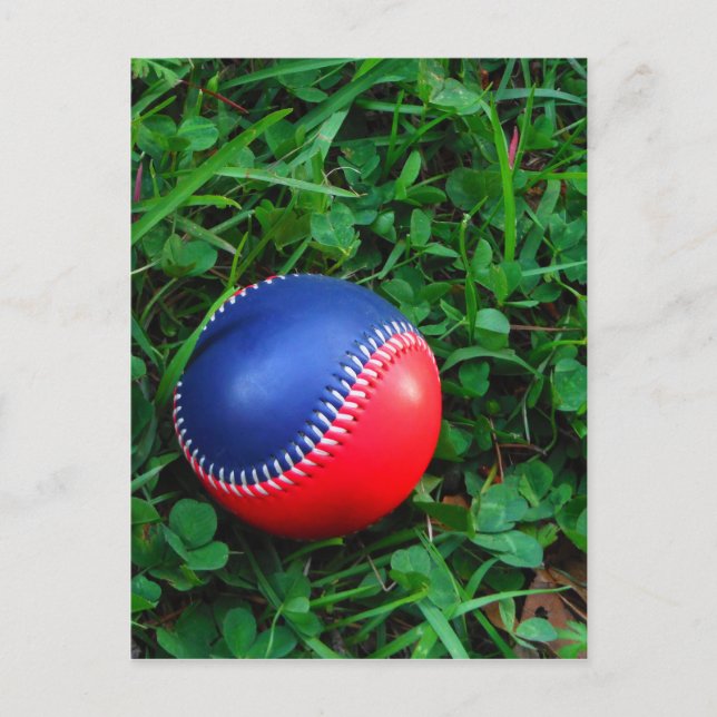 Carte Postale Baseball Rouge et Bleu avec Stitch Blanc (Devant)