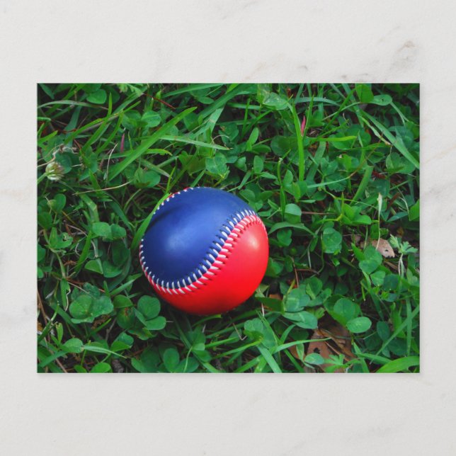 Carte Postale Baseball Rouge et Bleu avec Stitch Blanc (Devant)