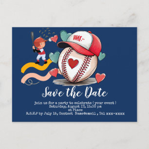 Carte Postale Baseball sauver la date avec Mariage d'amour