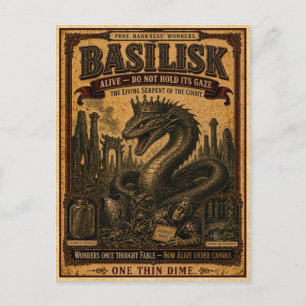 Carte Postale Basilic, Monstre de Cirque Vintage