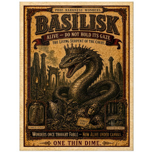 Carte Postale Basilic, Monstre de Cirque Vintage