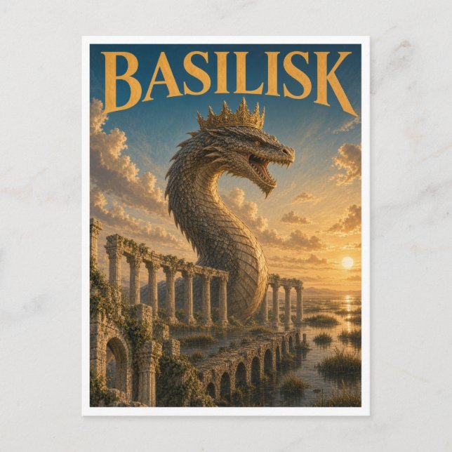Carte Postale Basilic, Monstre de Fantasy Gothique (Devant)