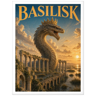 Carte Postale Basilic, Monstre de Fantasy Gothique