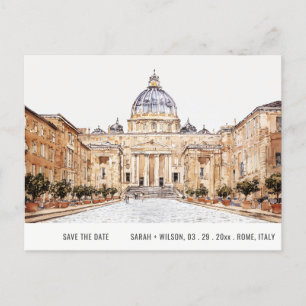 Carte Postale Basilique Rome Italie Aquarelle Enregistrer La Dat