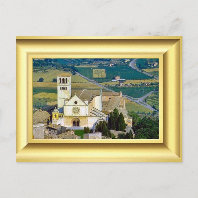 Carte Postale Basilique supérieure, Assise, Italie St François (Devant)