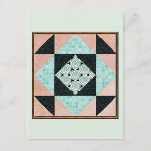 Carte Postale Basique en verre d'heure en turquoise et pêche