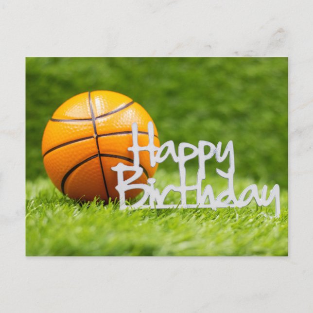 Carte Postale Basket-ball avec signe Joyeux Anniversaire sur her (Devant)