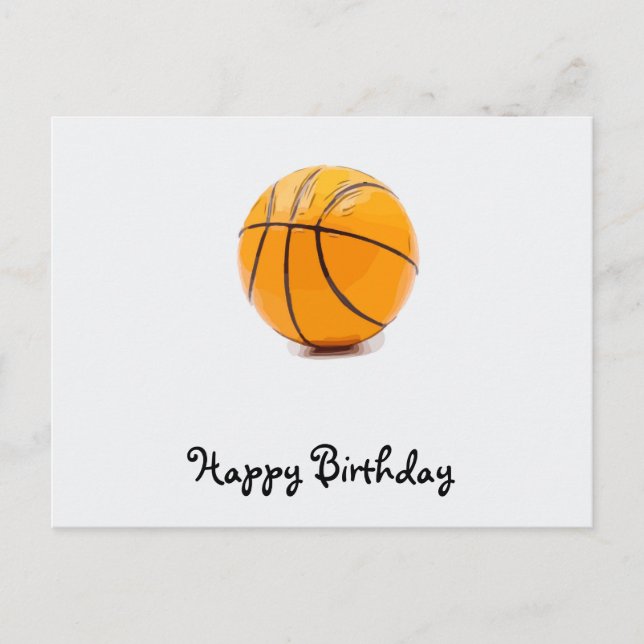 Carte Postale Basket-ball sur blanc arrière - plan heureux anniv (Devant)