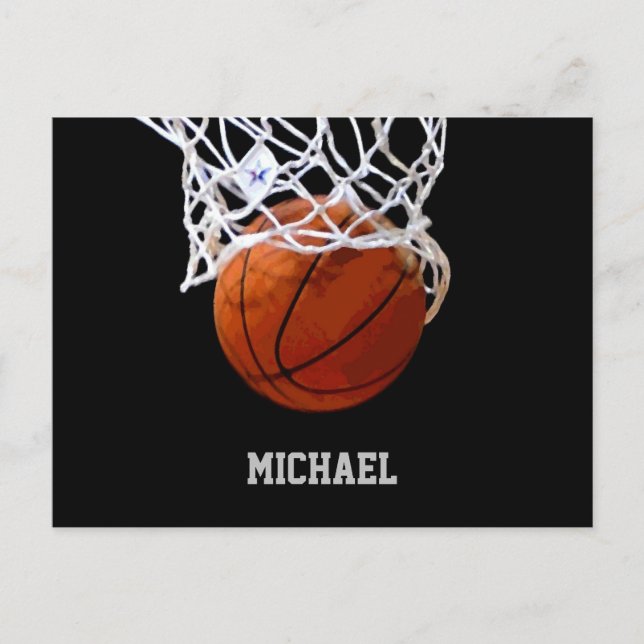 Carte Postale Basket-ball Votre nom (Devant)