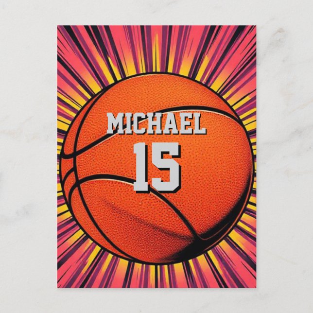 Carte Postale Basket-ball Votre nom Pop Art (Devant)