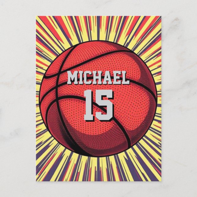 Carte Postale Basket-ball Votre nom Pop Art (Devant)