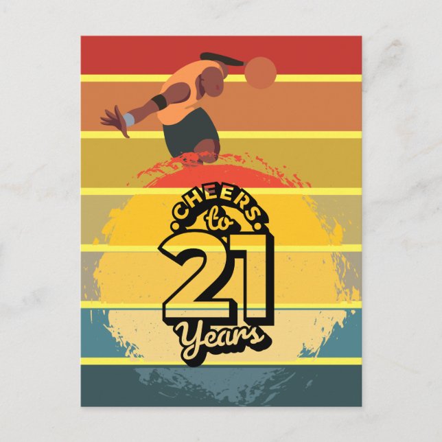 Carte Postale Basketball à 21e anniversaire sur le Sun Set Car (Devant)