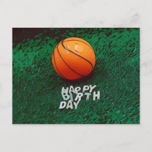 Carte Postale Basketball Joyeux Anniversaire avec basket sur ver