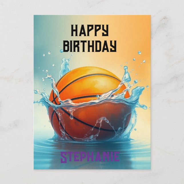 Carte Postale Basketball Joyeux Anniversaire En touchant l'eau  (Devant)