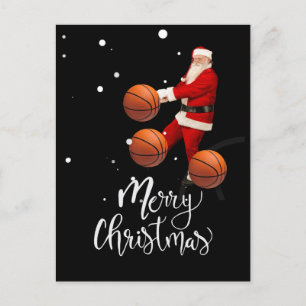 Carte Postale Basketball Joyeux Noël avec le Père Noël