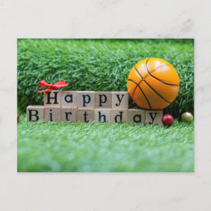 Carte Postale Basketballs avec heureux mot d'anniversaire sur ve