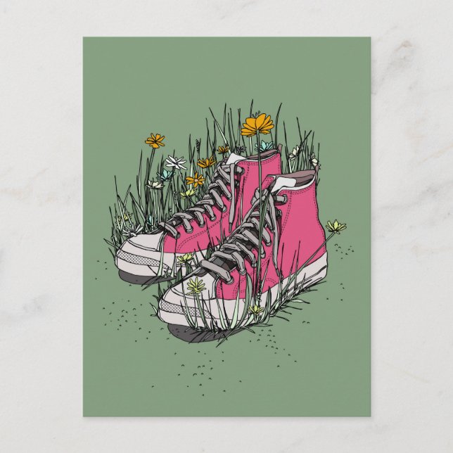 Carte Postale Baskets Montantes Vintage (Devant)