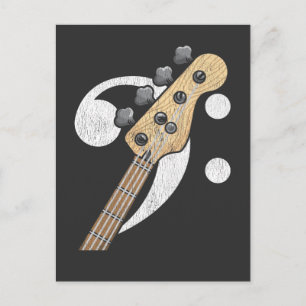 Carte Postale Basse Clef Guitare Basse Lecteur Musicien