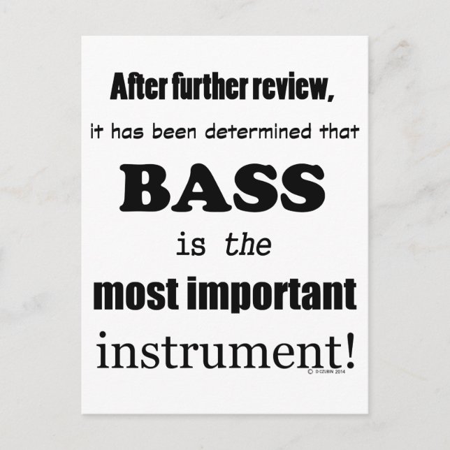 Carte Postale Basse Instrument le plus important (Devant)