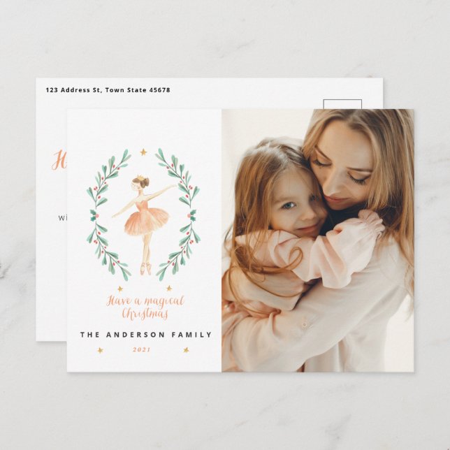 Carte Postale Basse-noisette ballerine botanique 1 photo Noël (Devant / Derrière)