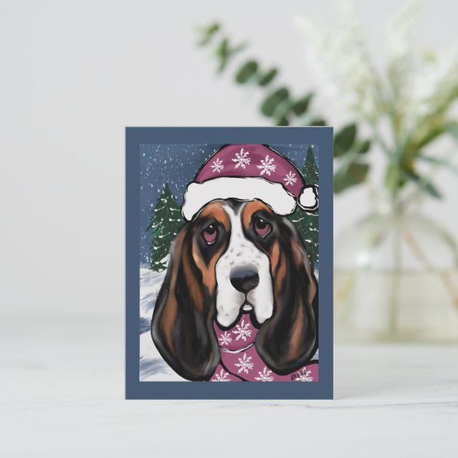 CARTE POSTALE BASSET HOUND  (Debout devant)