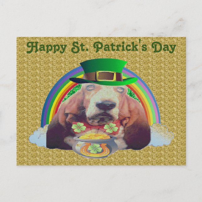 Carte postale Basset Hound Bonne St. Patrick's Day (Devant)