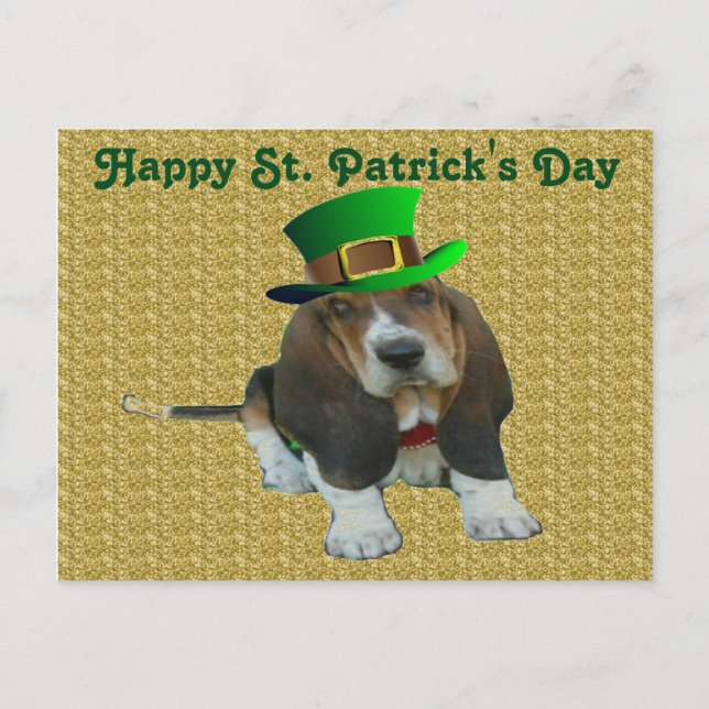 Carte postale Basset Hound Bonne StPatrick's Day (Devant)