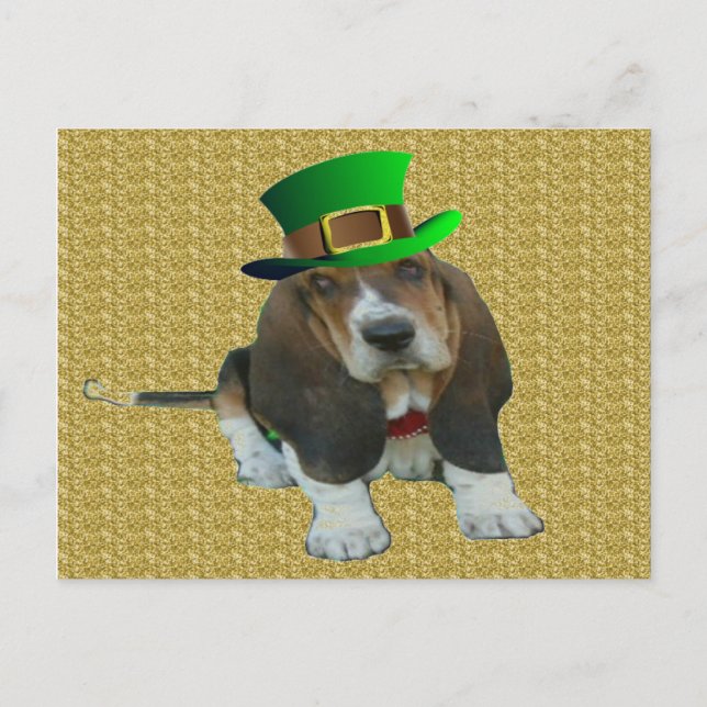 Carte postale Basset Hound Bonne StPatrick's Day (Devant)