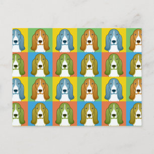 Carte Postale Basset Hound Dog Dessin-Art pop